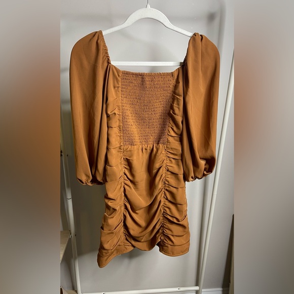 Abercrombie brown/burnt orange ruched / cinched dress size Small - Picture 4 of 5